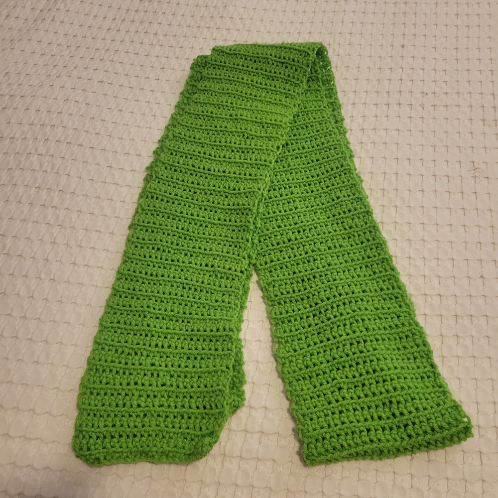 Vibrant Green Crochet Scarf